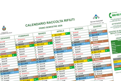 Calendario raccolta porta a porta anno 2026